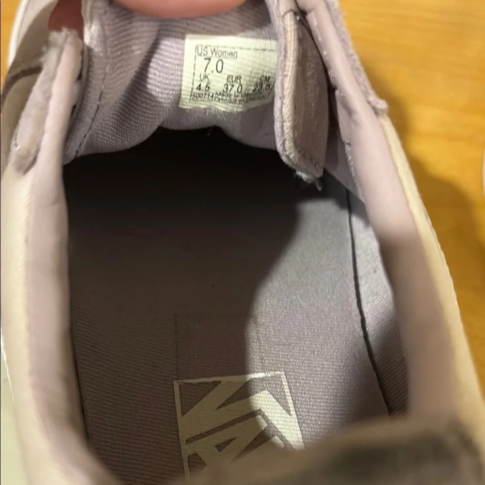 Vans Light Pink and White Sneakers Suede Canvas Low-Top